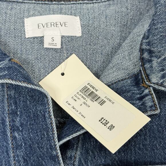 Evereve Denim Shirt Dress Button Front Long Sleeve Medium Wash Women’s Small NWT - Picture 7 of 9